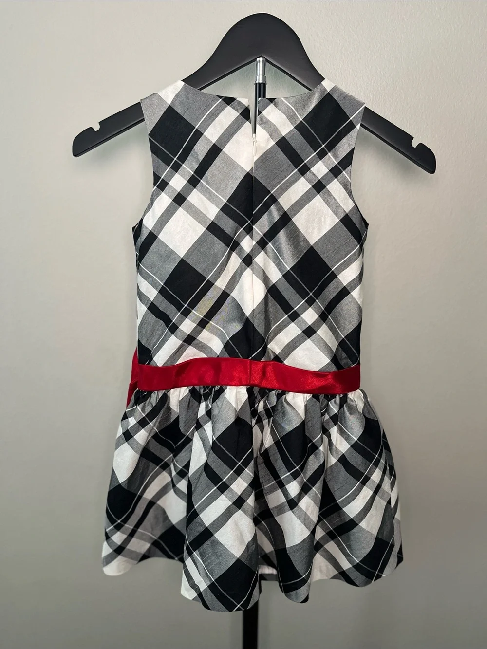 Gymboree Black White Plaid Dress with Red Bow